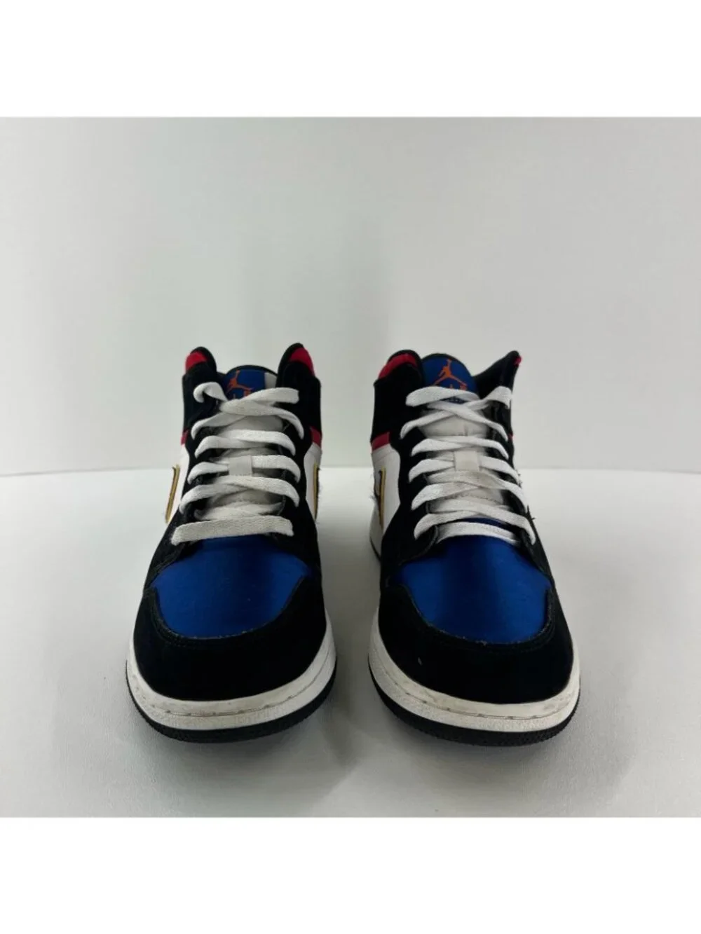 Nike Air Jordan 1 Mid SE GS Rivals Sneakers Youth Size 7 BQ6931-005 Black Blue